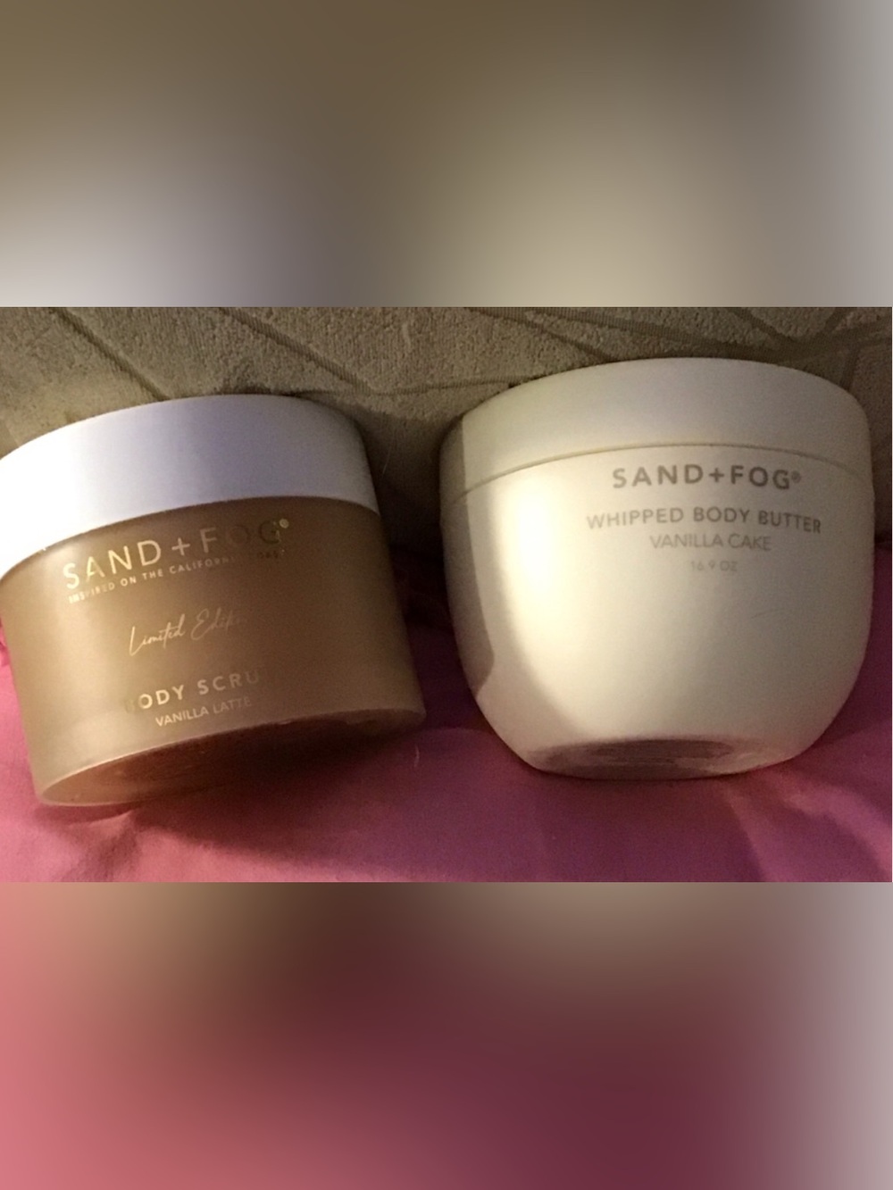 New Sand + Fog Vanilla Latte Body Scrub + Vanilla Cake Whipped Body Butter Duo